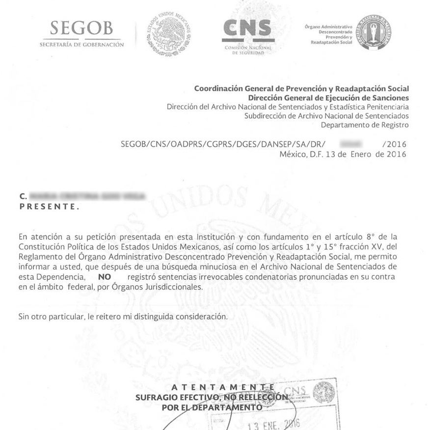 Antecedentes NO Penales - Mexico - Spanish Translator