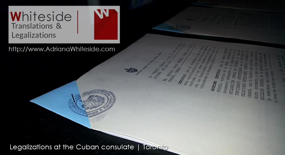 Legalizaciones en el Consulado Cubano en Toronto