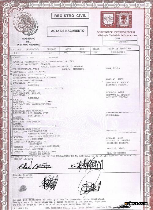 Birth Certificate - Mexico - Acta de Nacimiento - Spanish Translator