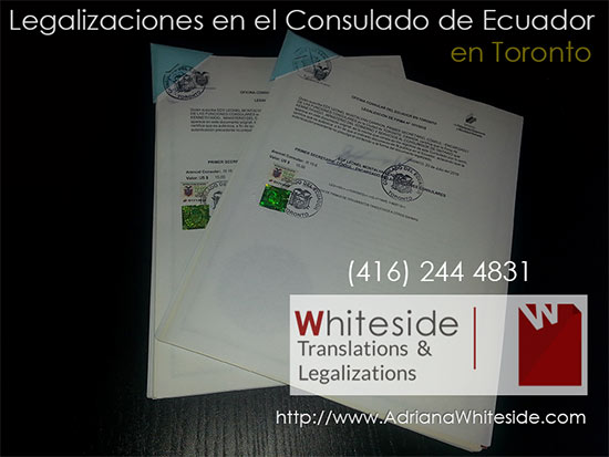 Legalizations at the consulate of Ecuador in Toronto